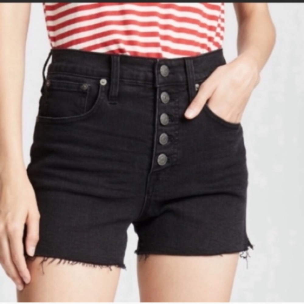Madewell High Waisted Jean Shorts Distressed Hem